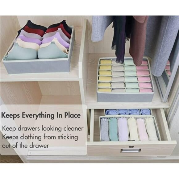 Drawer Organizers for Underwear Bras Socks Closet Storage Boxes Foldable Set - Picture 5 of 8
